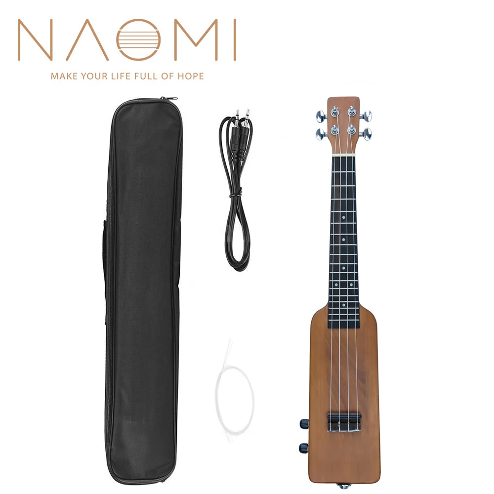 Buy  NAOMI 23" Okoume Electric Ukulele Ukelele Uke Kit W/Gig Bag 3.5mm Audio Cable Silent Electric Ukule