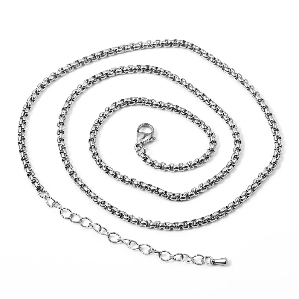 

Rivca Never Fade 3mm Stainless Steel Cuban Chain charm Necklace Waterproof Men`s Link Curb Chain Gift Jewelry Length Customized