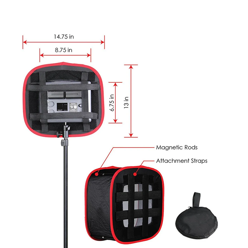 40cm Universal Portable Foldable Flash Softbox Diffuser For YN300 YN320 YN600 YN900 Led Video Light Panel Collapsible Soft Filter (6)