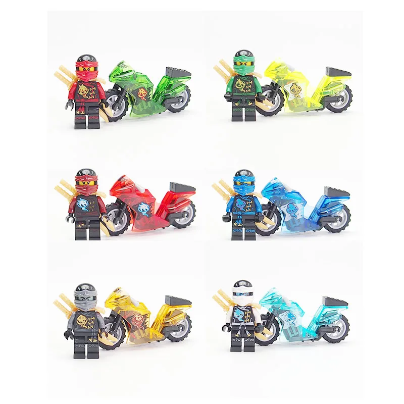

Ninjagoes Minifigures Building Block Motorcycle Arms ninjago mini figur KAI JAY COLE ZANE Lloyd WU Compatible lepines Toys & gif