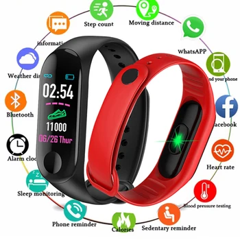 

M3 Sport Smart Bracelet Health Sleep Fitness Tracker Heart Rate Monitor Smart Wristband Color LCD Screen Watch for Android iOS
