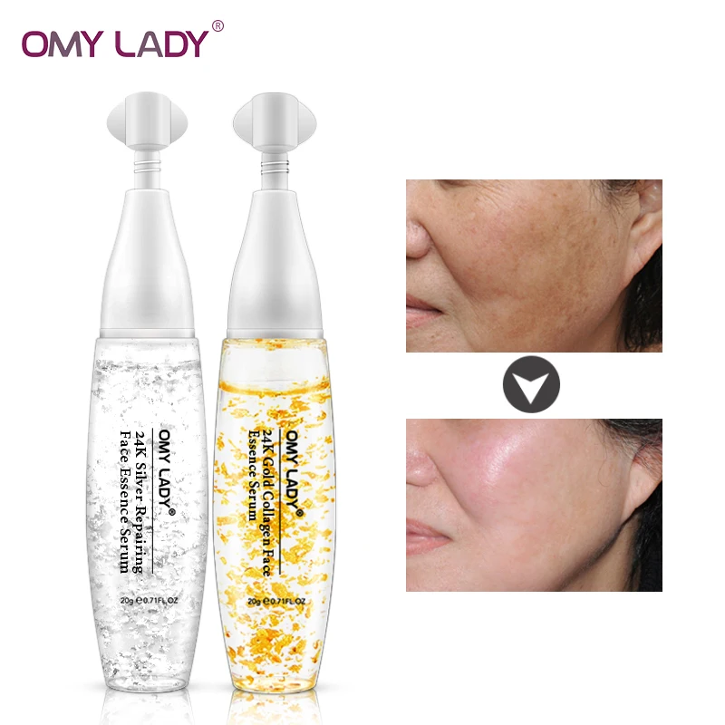 

OMYLADY 24K Silver and Gold Repairing Face Essence Serum face serum Skin Care shrink pores Anti Aging Intensive Lifting Firming