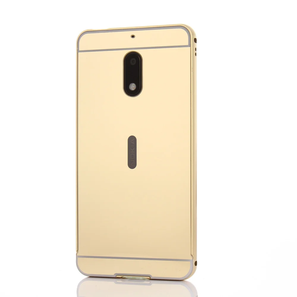 Модные Роскошные розово Золотые Зеркальные чехлы для телефонов Nokia 6 Алюминиевый