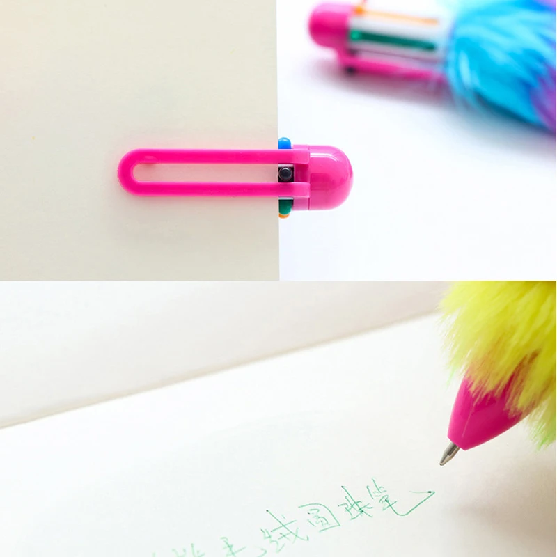 Красочная плюшевая шариковая ручка Милая 6 Цветов шариковая детская ручка подарок Kawaii Ручки для письма школьные канцелярские принадлежности