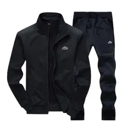 Для мужчин спортивная одежда Комплекты из 2 предметов Новая мода вышивка Для мужчин верхняя спортивная одежда толстовки куртка +