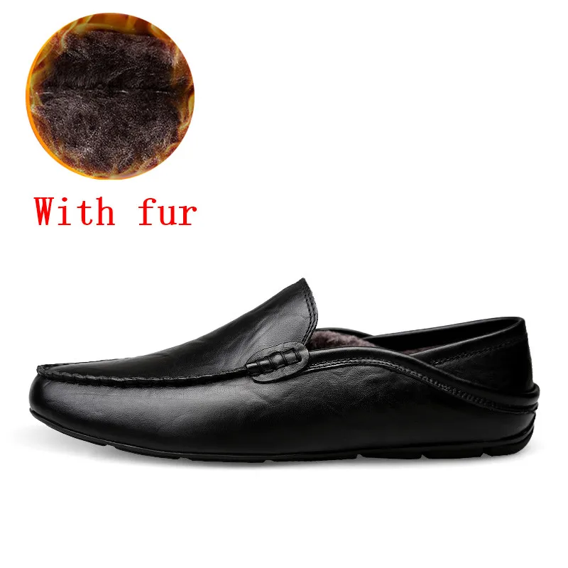 Ccharmix большой размер 38-47 мужские летние теплые квартиры формальная обувь мужчины slipon Эспадрильи обувь мужские черные Ретро Мокасины - Цвет: black with fur