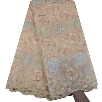 

African Swiss Voile Lace For Women Wedding Dress High Quality French Stones Swiss Voile Lace Fabric With Stones 5 Yards A1517