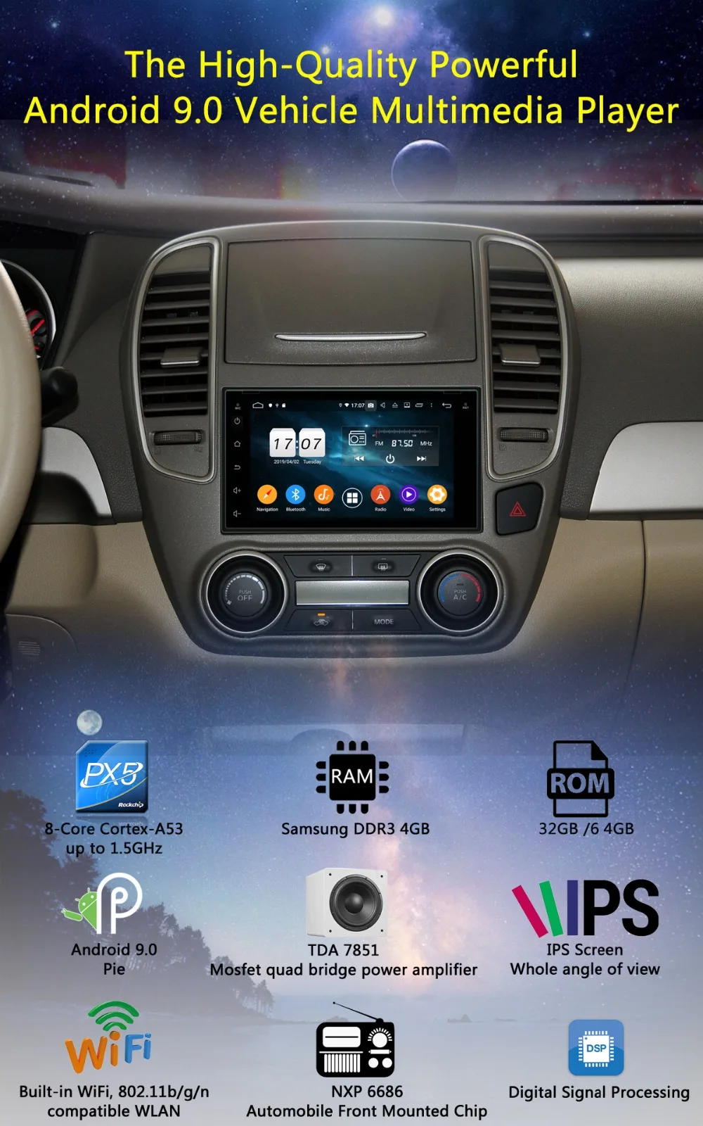 Discount 6" IPS 8Core 4G +64G Android 9.0 Universal Car DVD Radio GPS Navi For Nissan Frontier Navara Murano Trepang Micra Patrol CarPlay 1