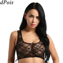 Женское прозрачное кружевное белье в цветочек без рукавов с широкими бретельками короткий топ топы Бикини Топ пляжная одежда