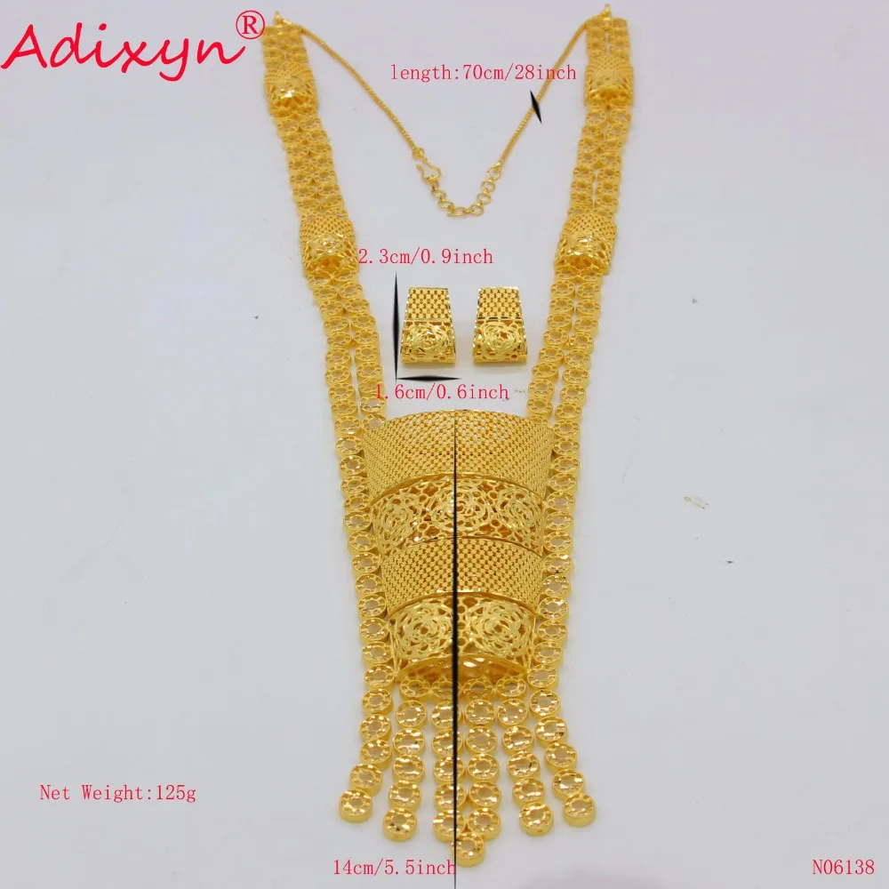 Adixyn 70 см/28 дюймов плюс ожерелье/серьги Ювелирные наборы для женщин золотого цвета