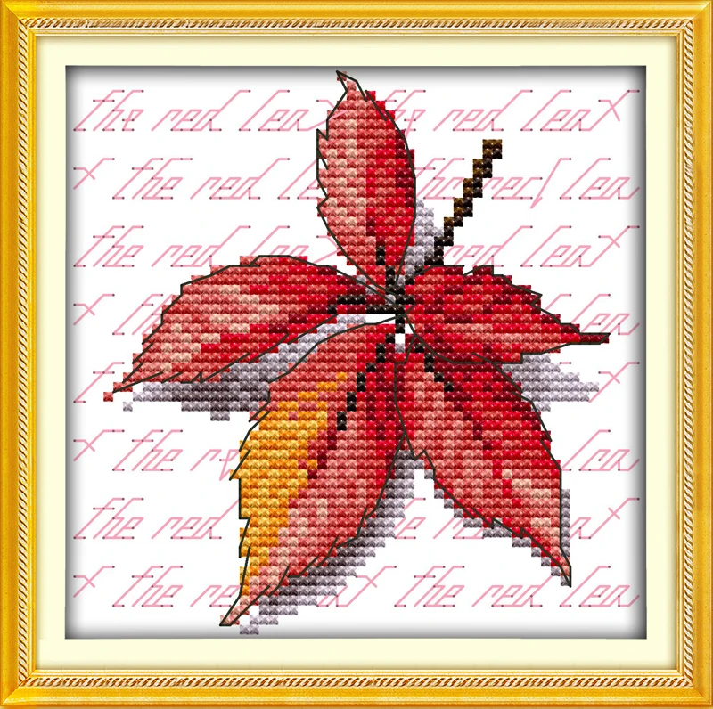 Maple leaf (1) cotton DMC cross stitch kits 14ct white 11ct print on