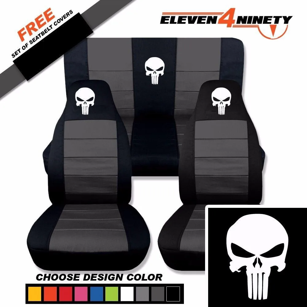 

Car Seat Cover Skull Embroidery Seat Cushion General Four Seasons Automotive Interior Accessories