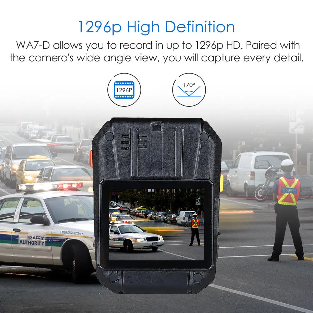  BOBLOV WA7-D 32GB Police Camera Ambarella A7 4000mAh Battery Mini Comcorder DVR HD 1296P Remote Con