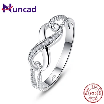 

NUNCAD Twisted infinity symbol crystal 100% 925 Sterling Ring wedding bands Woman Fashion Jewelry Best Christmas gift