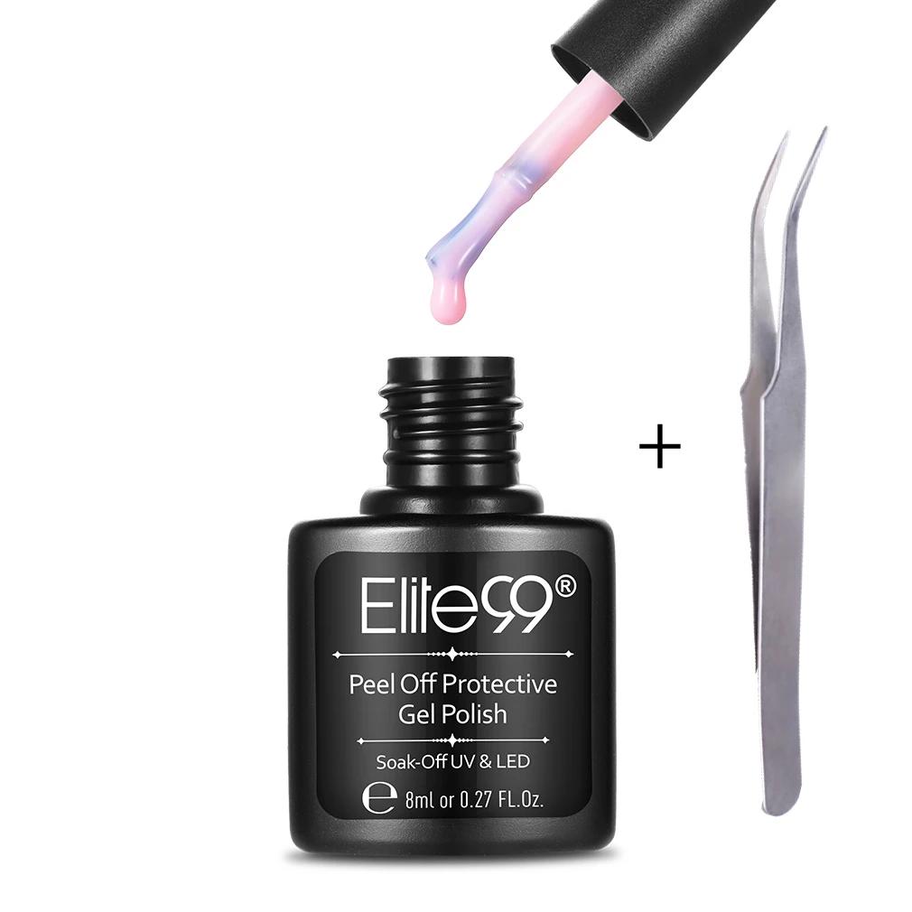 Elite99 Отшелушивающий защитный лак для ногтей, защищенный маникюр, легко Очищаемый, быстро очищающий кожу пальцев, жидкая лента, гелевый инструмент для ухода за ногтями, пинцет - Цвет: Pink(with Tweezer )