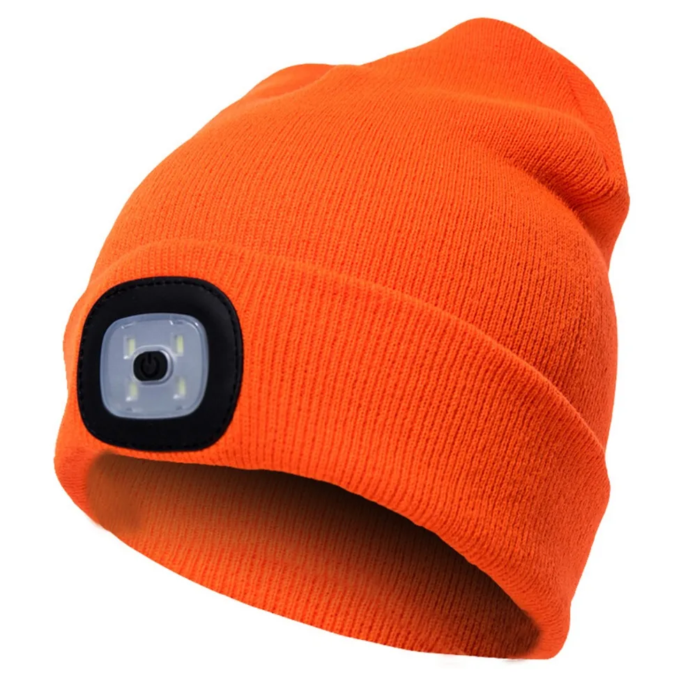 Светодиодный головной убор унисекс с подсветкой, зимняя теплая вязаная шапка для рыбалки, бега, светодиодный фонарик, походная альпинистская кепка вязаная шапка