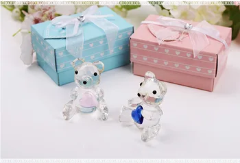

Baby Christening Favors and Gifts Crystal Teddy Bear Figurines Pink for Girl Blue for Boy W9462