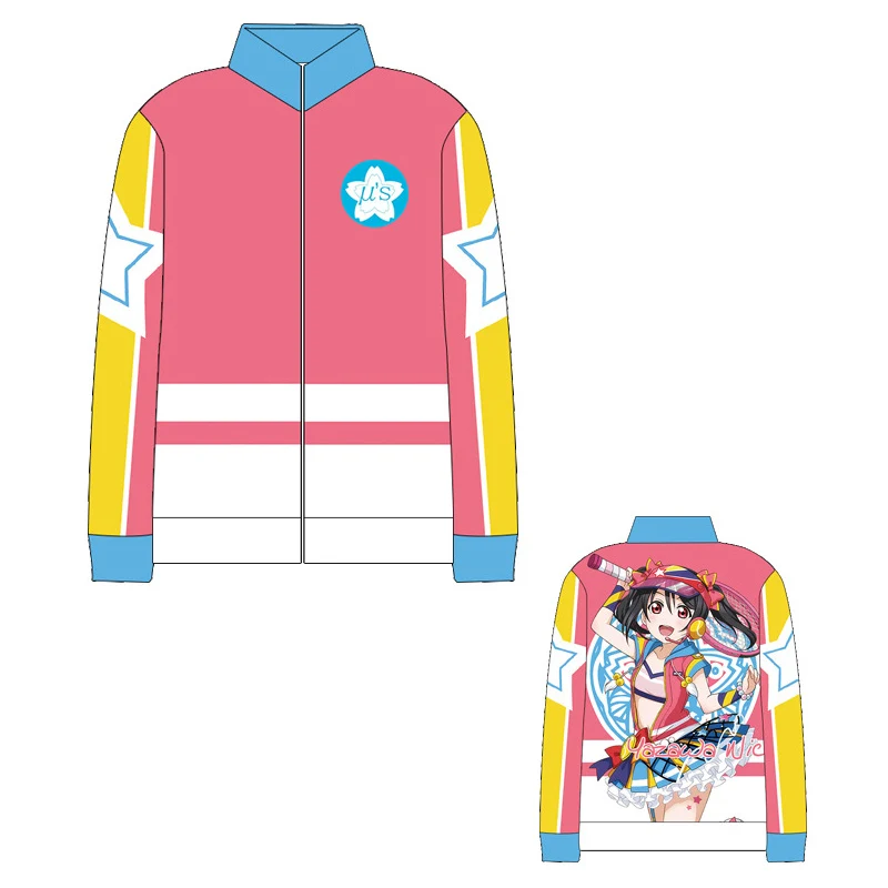LoveLive! U Hoshizora Rin куртка Косплэй костюм Любовь в прямом эфире свитер с капюшоном Для мужчин Для женщин Демисезонный модные Повседневное Спортивная