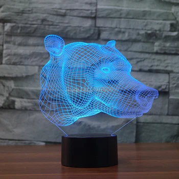 

Creative cartoon dog head shape design 3D night light 7 Changing Colors LED desk Lamp as bedroom lighting or home decoration