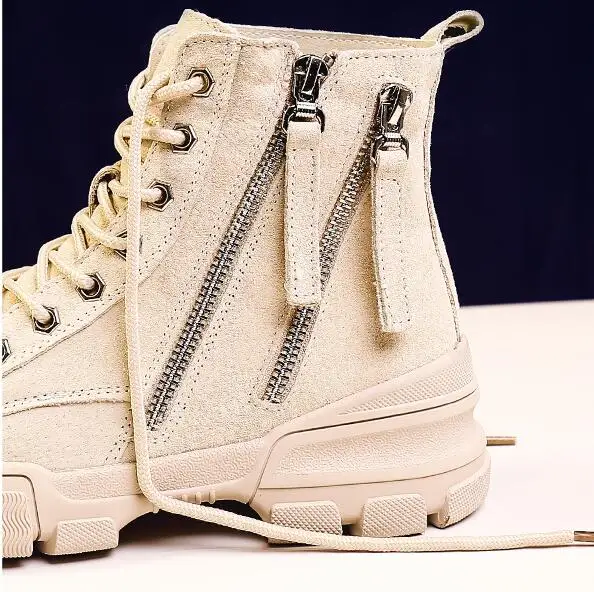 Women Thick Bottom Snow Boots Lace Up Boots Female Ankle Military Double Zipper Brand Winter Warm Platform Heel Shoes g510