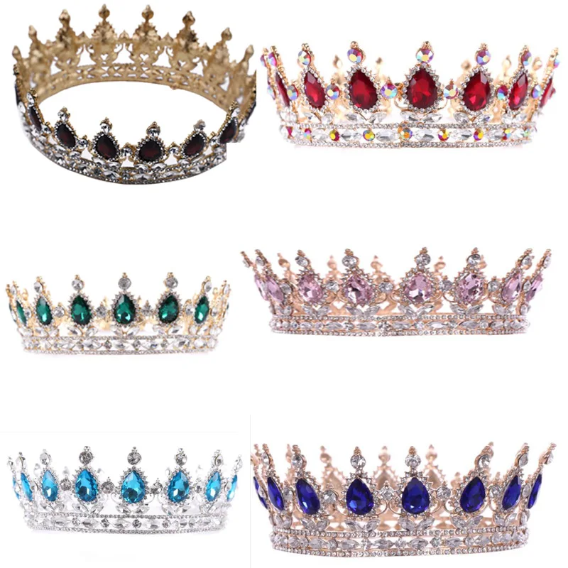 

Huge Vintage Big Queen King Tiaras and Crowns Men Women Pageant Prom Diadem Hair Ornaments Wedding Hair Jewelry Accessories