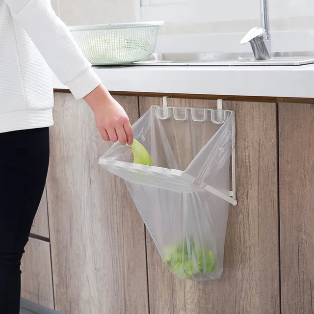 Meyjig Iron Kitchen Hanger Cupboard Plastic Bag Hanging Rack Hooks Cabinet Door Trash Holder Garbage Organizer In Storage Holders Racks From