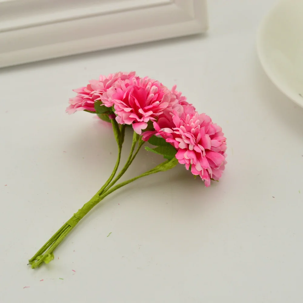 6pcs Silk Florists Chrysanthemum Artificial Flowers For Wedding Banquet Home decoration diy wreath Gift box HandMade Flower Art 6pcs Silk Florists Chrysanthemum Artificial Flowers For Wedding Banquet Home decoration diy wreath Gift box HandMade Flower Art