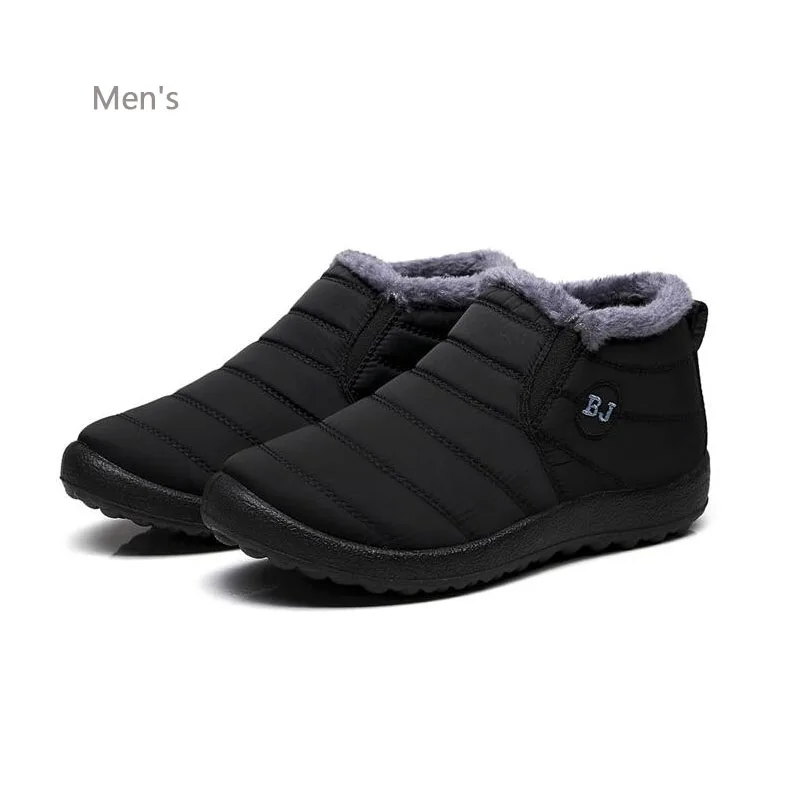 New exhibition Women Boots Winter Plush Inside Antiskid Bottom Keep Warm Waterproof Ankle Ski Boots Booties Women's Shoes 35-46 - Цвет: Men black
