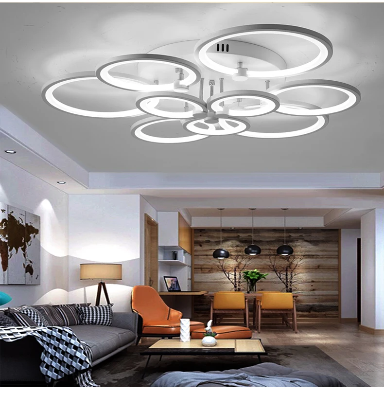 Lustre para Sala de Estar Iluminação de Teto Sala de Jantar White & Black Modern Led Quarto Luz Luminária Lustre da Acrílico 13 jantar lustre de teto acrílico iluminação luminária