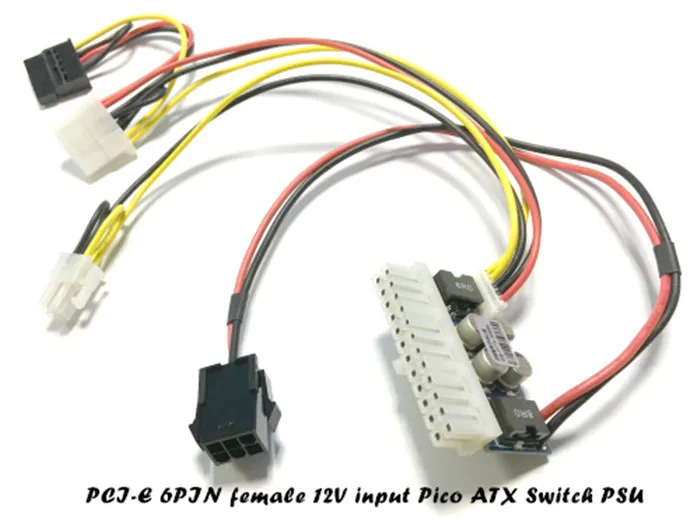 PCI-E 6pin женский входной DC-ATX-250W 24pin блок питания Swithc Pico PSU автомобильный мини ITX