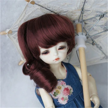 

Allaosify bjd hair Double curly ponytail Bangs High Temperature Fiber 1/3 1/4 1/6 BJD Wigs for Dolls free shipping