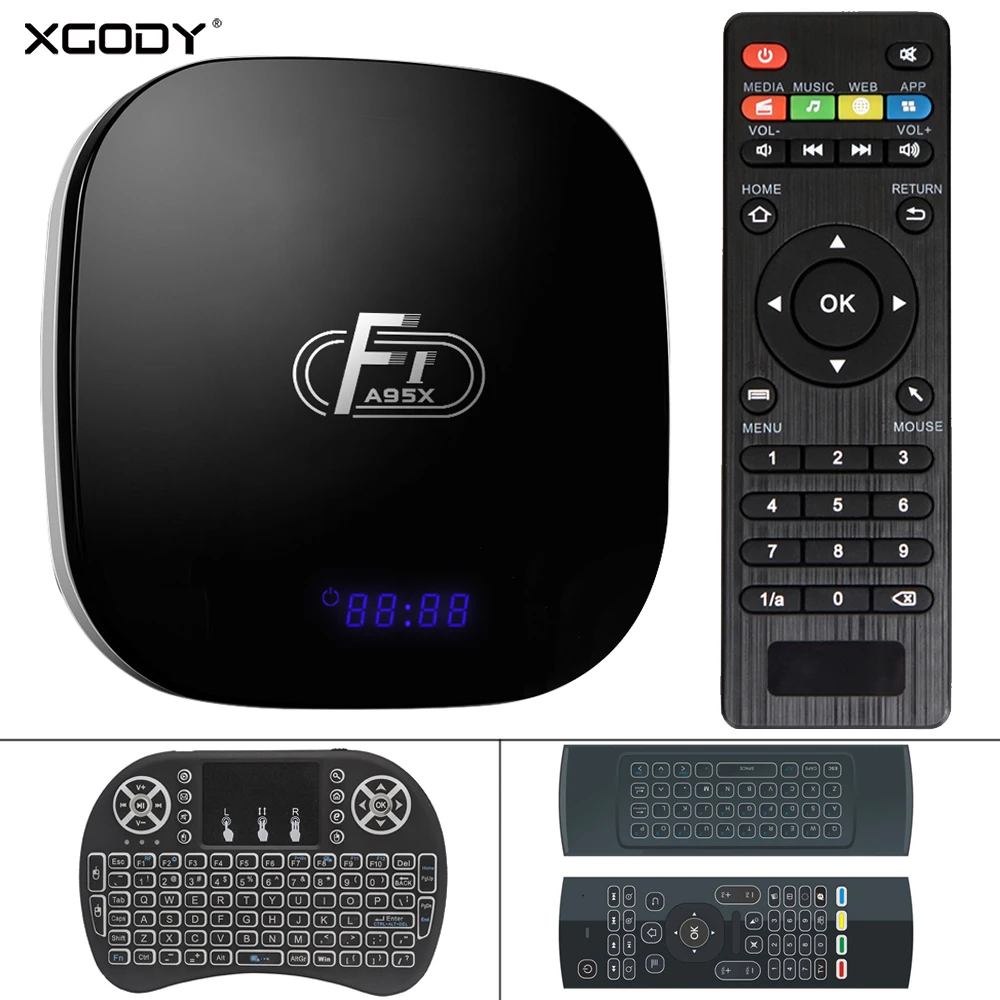 Приставка Смарт-ТВ XGODY A95X F1 Android 8 1 2 + 16 ГБ Amlogic S905W 4 ядра 3D 4K Wi-Fi ГГц | Электроника