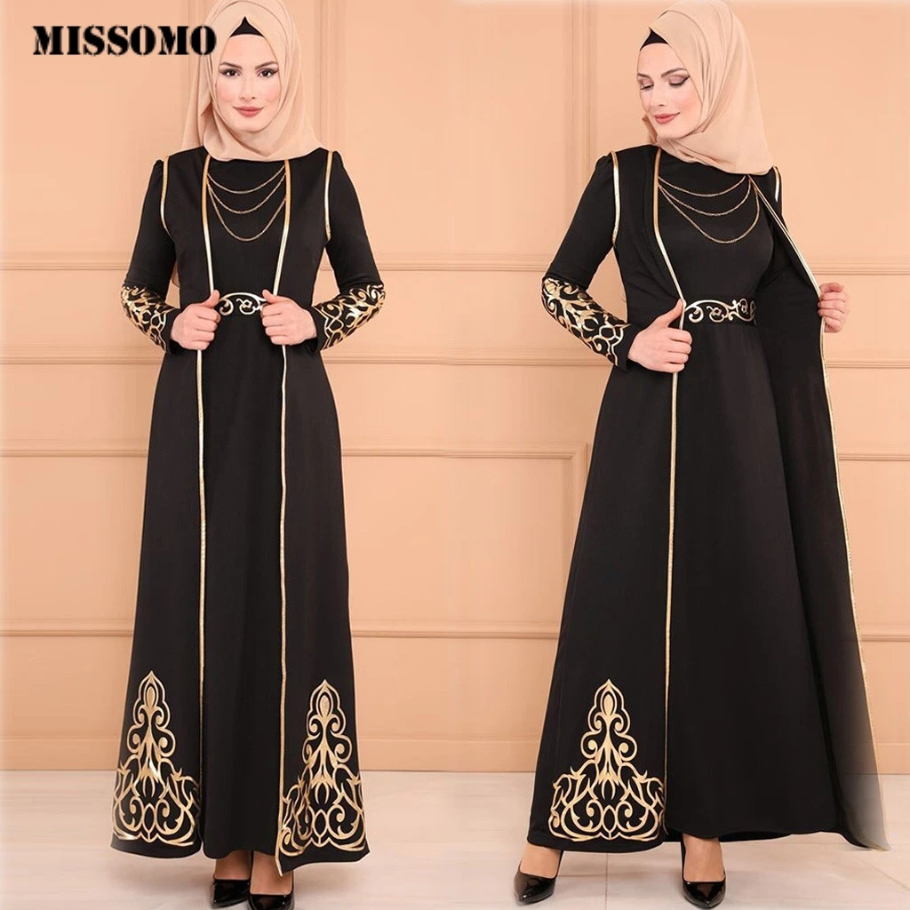 

MISSOMO Muslim Dress Women 2 PC Dress and Robe Kaftan Abaya Slim Muslim Party Dresses Clothes women dress 2019 vestidos 612