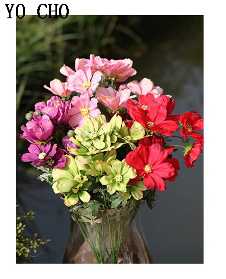 Silk Cosmos christmas wreath decor cheap for home accessories fake daisy handmade diy Artificial plastic flowers (7)