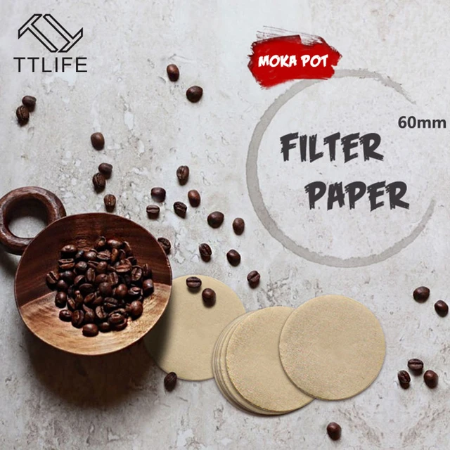 Best Price TTLIFE 100pc/pack Wooden Round Drip Paper Coffee Filter Moka Pot Espresso Coffee Filter Tea Strainer Tea Infuser Coffee Maker