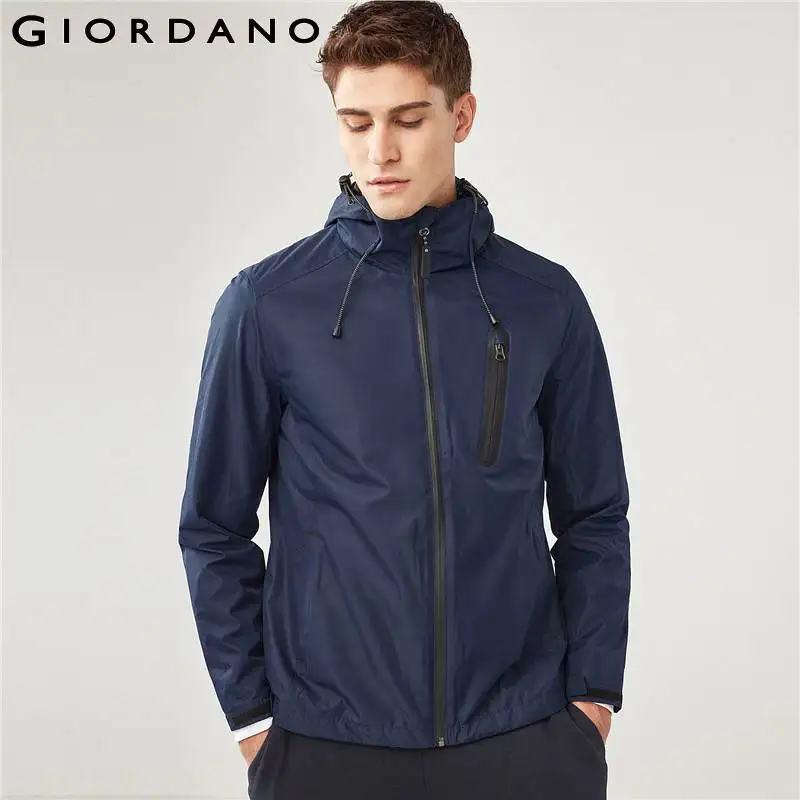 

Giordano Men Jacket Solid Multi Pocket Hooded Jacket Zip Fly Hidden Pockets Plain Color Overcoat Male Cool Style Brand Giacca