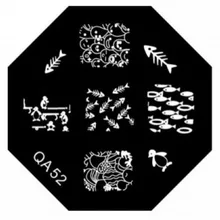 QA Серия трафаретов Печатный пресс шаблон многоразовые изображения пластины DIY инструменты для ногтей рыбья кость Пингвин QA52
