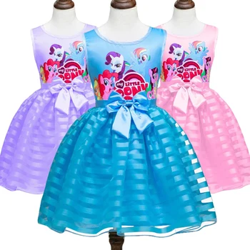

2019 New My Baby Girl Dress Children Girl little Pony Dresses Cartoon Princess Party Costume Kids Clothes Summer Clothing