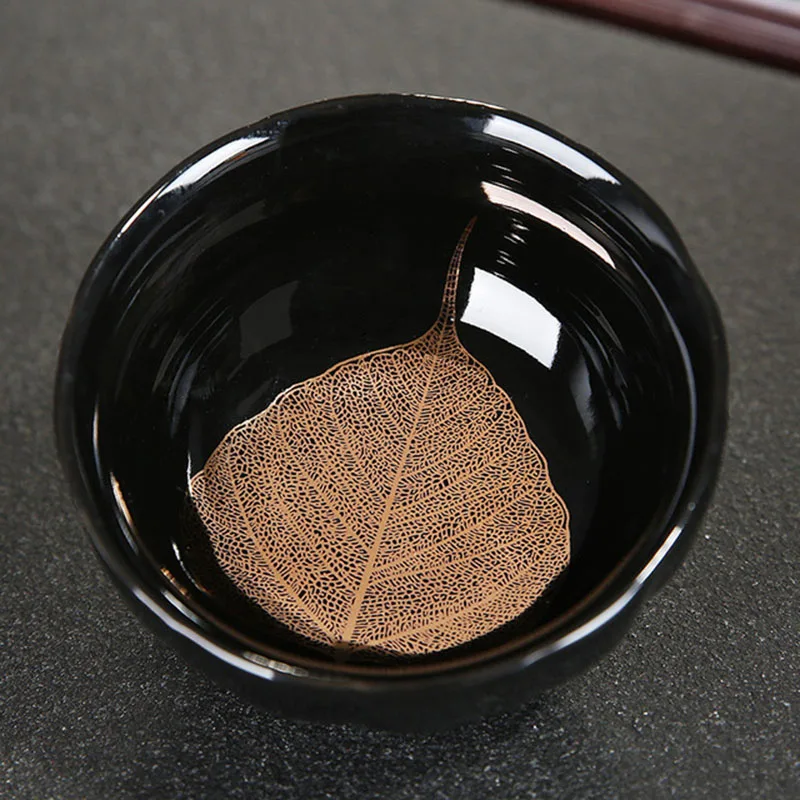Pokelain кунг-фу чайная чашка кленовые листья мастер чашка дегустация чаша Творческий чайные чашки Посуда для напитков инструмент 80 мл - Цвет: 4