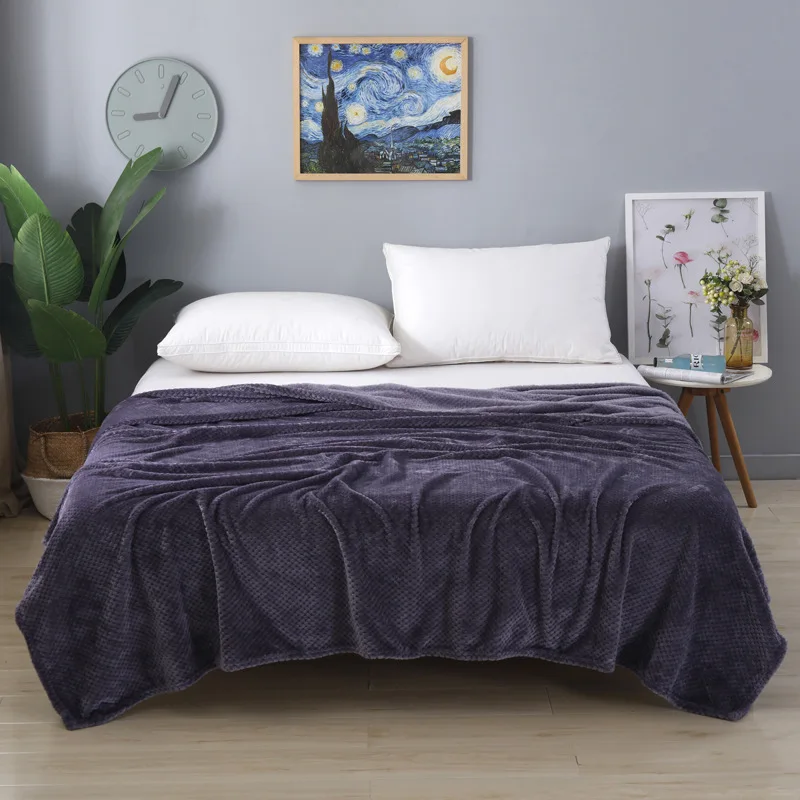 Твердые Цвет Коралловое Флисовое одеяло персонализированные сетки воздухопроницаемое одеяло Портативный мягкий пушистый Одеяло для всех сезонов
