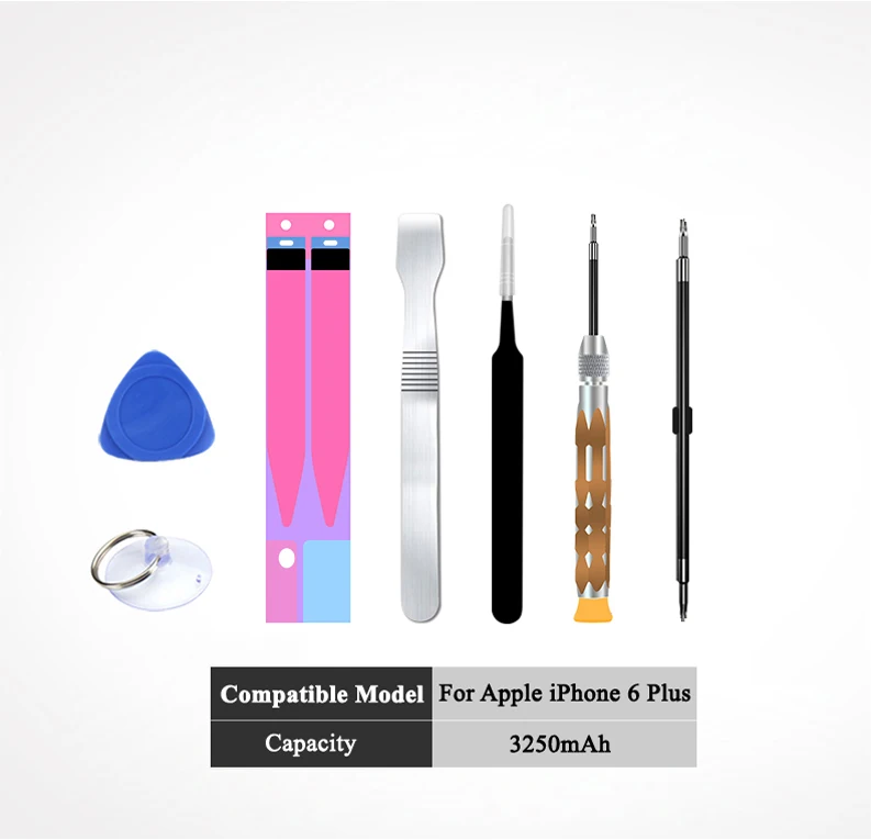 Battery for Apple iPhone 6 Plus Max Capacity 1 Details (5) Replacement Batteries with Machine Tools Kit sticker