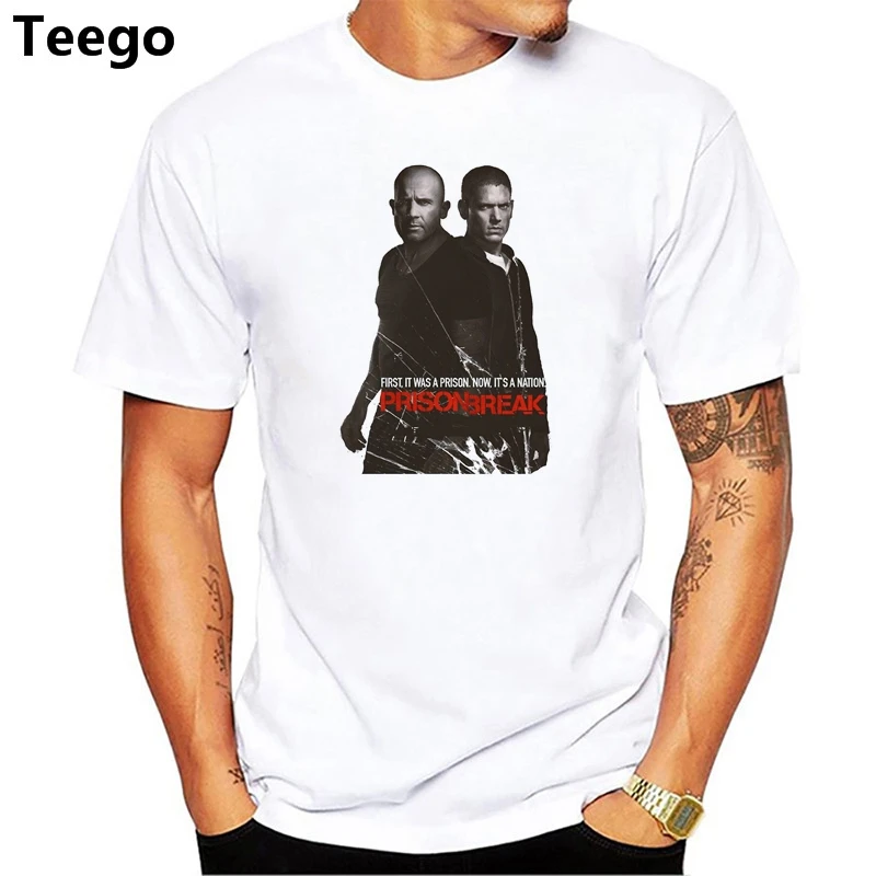 

Harajuku Prison Break Wentworth Miller And Dominic Purcel Tshirt Man Short Sleeve Organic Cotton Men Shirt Camisetas