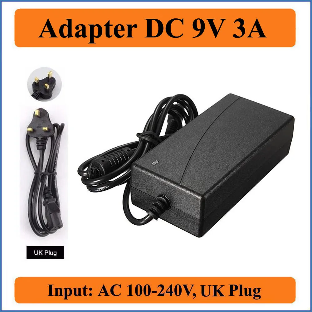 

9V 3A UK Plug AC DC Adapter Lowest Price New AC 100-240V to DC 9V 3000mA Switching Power Supply Charger 5.5mm x 2.1-2.5mm jacks