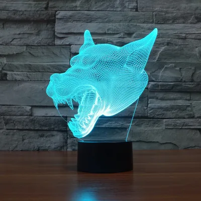 

Hot NEW 7color changing 3D Bulbing Light A Werewolf illusion LED lamp creative action figure toy Christmas gift