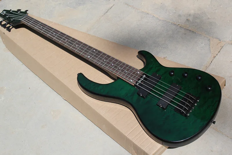 

2019 New + Factory + Modulus 5 string Bass Quantum 5 Strings Electric Bass Guitar green Quilted Finish free shipping bass