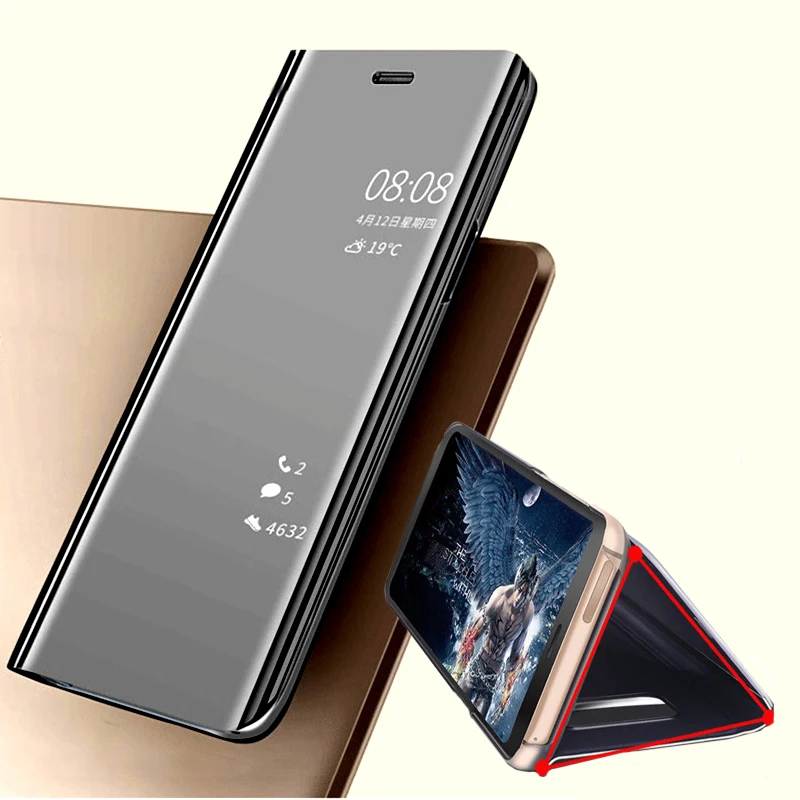 

Luxury For iphone 8 Case Mirror Flip Stand Protection Cove For iphone 6 6s 7 8 Plus Plain Hard Plating Phone Cases