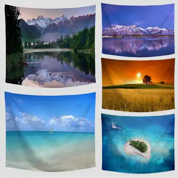 

Dropshipping The Rainbow Tree Sky Evening Sea 3D Sea View Printing Picnic Mat Cushion Outdoor Camping Living Room Decor Blanket