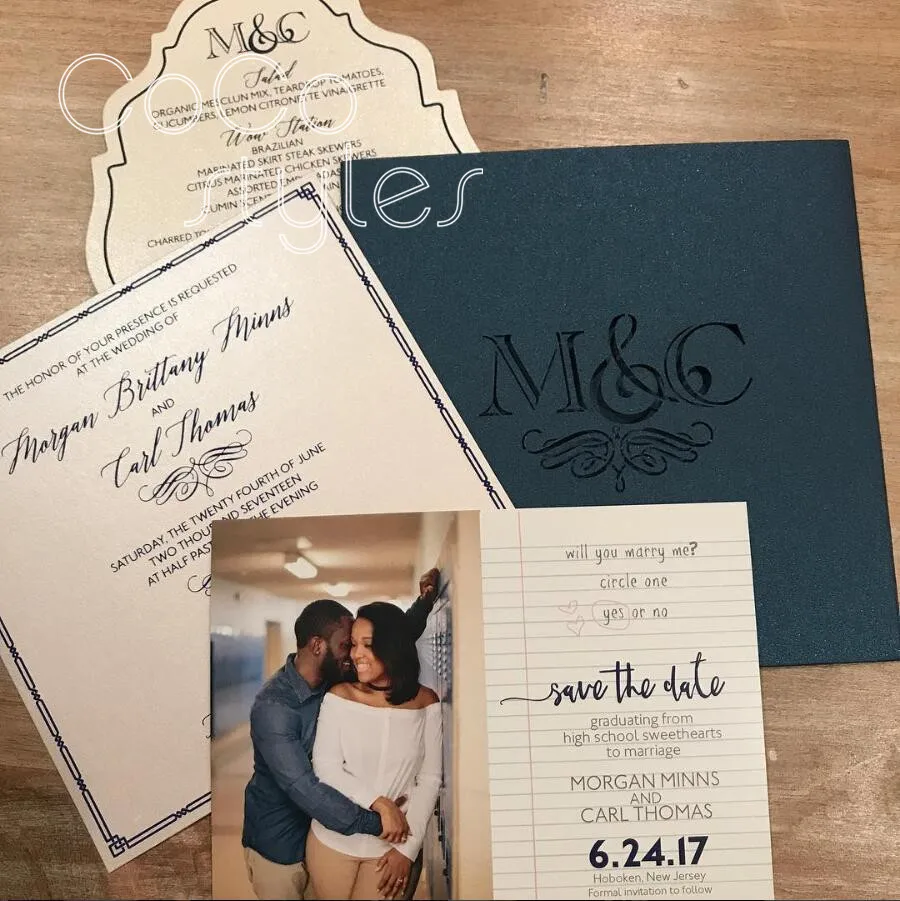  Cocostyles custom romantic colorful printing save the date invitation card with gold foiling text f - 32890041155