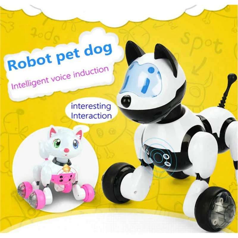 

Saiwen Voice Recognition Intelligent Robot Dog Electronic Toy Interactive Doggy Robot Puppy Music LED Eyes Flashing Action Toy