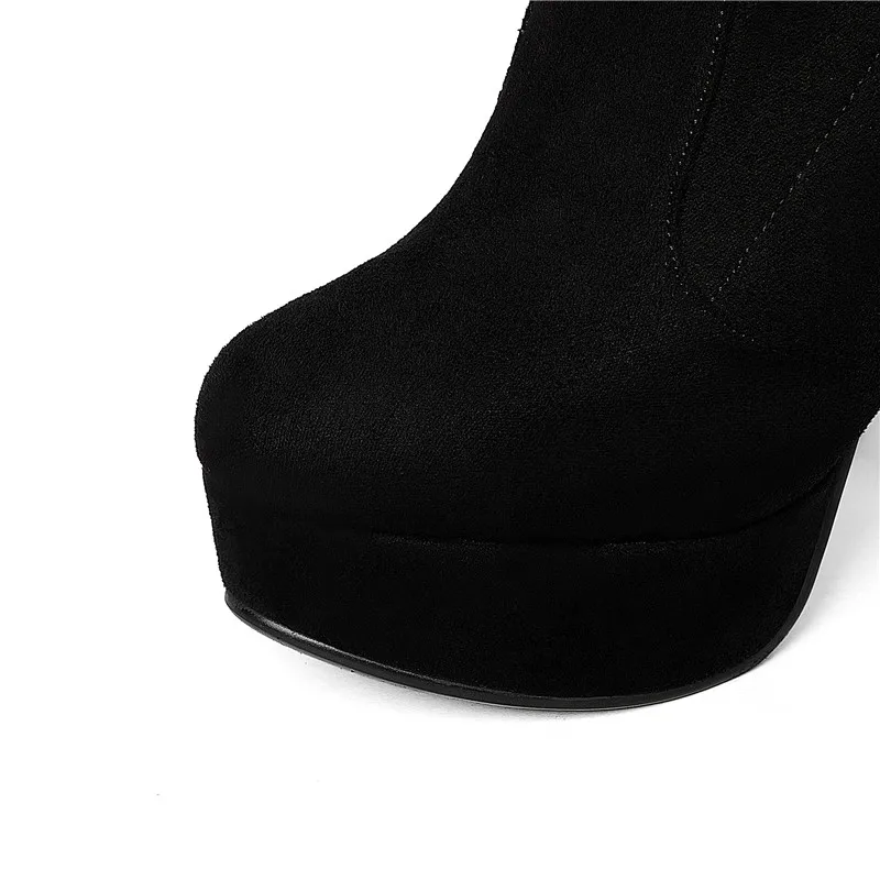 Asumer Spuer heels shoes over the knee boots fashion elegant party shoes autumn winter boots platform flock thigh high